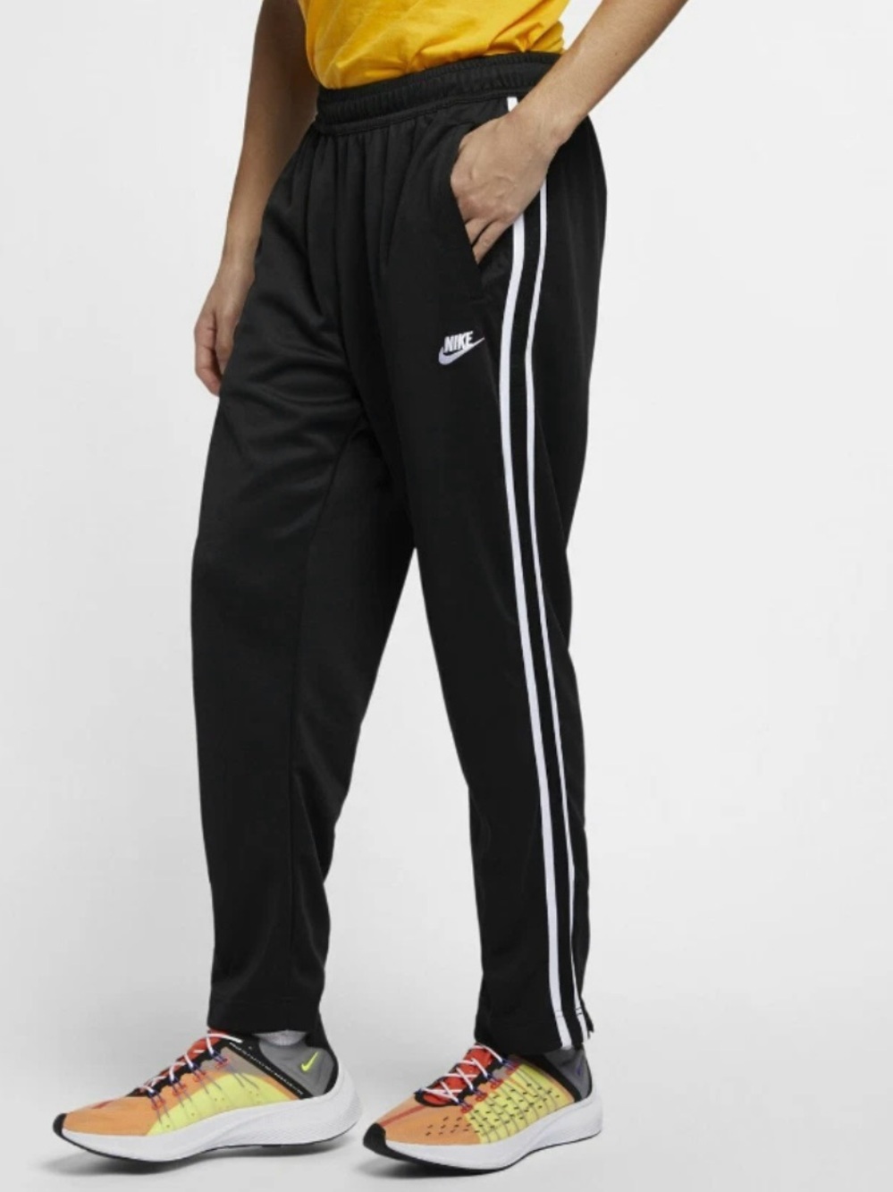 Nike Black Track Pants with White Side Stripes